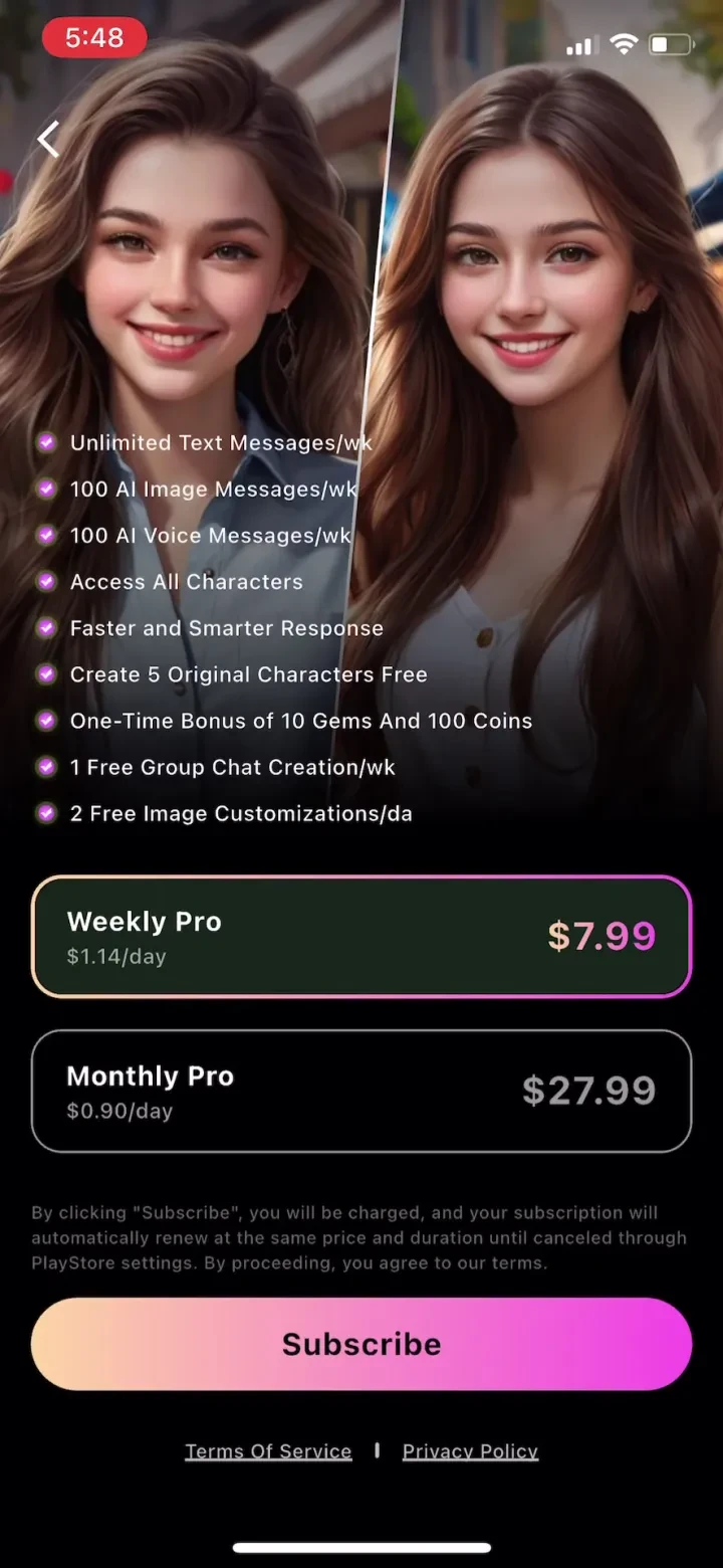 VCharm - your AI love coach paywall screenshot