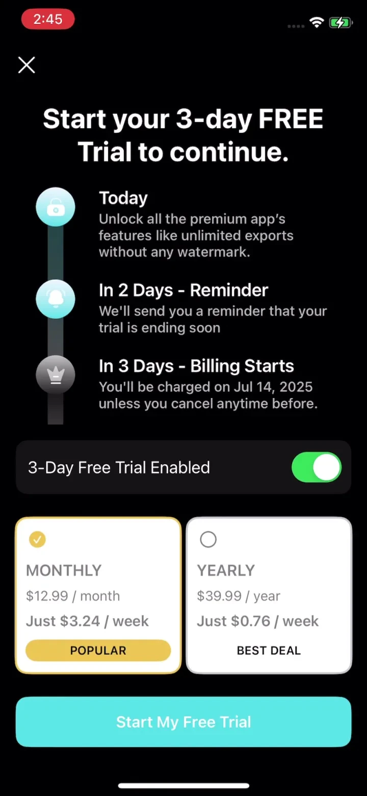 Video Editor · paywall screenshot