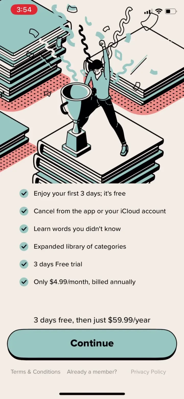 Vocabulary - Learn words daily paywall screenshot