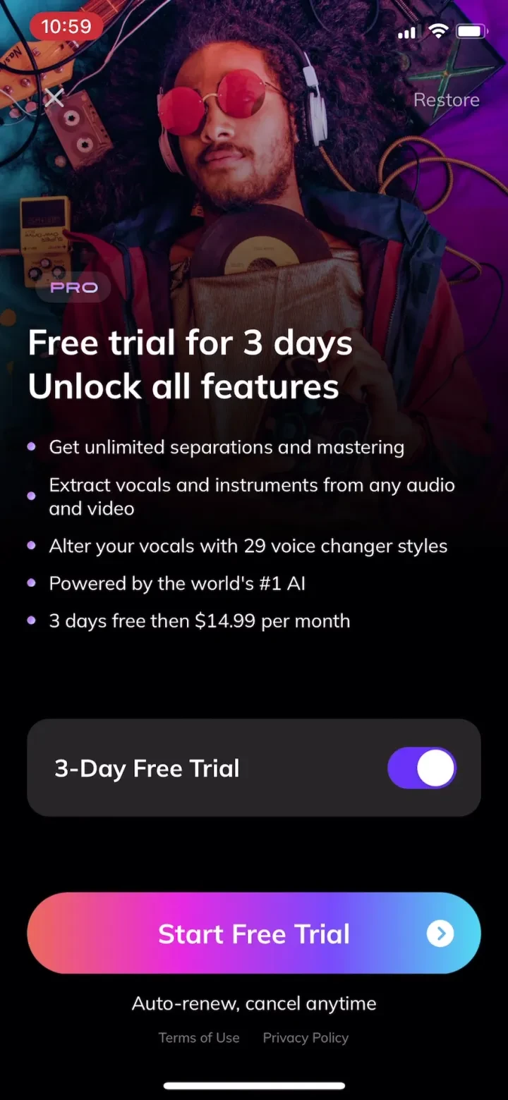 Vocal Remover - Musiclab paywall screenshot