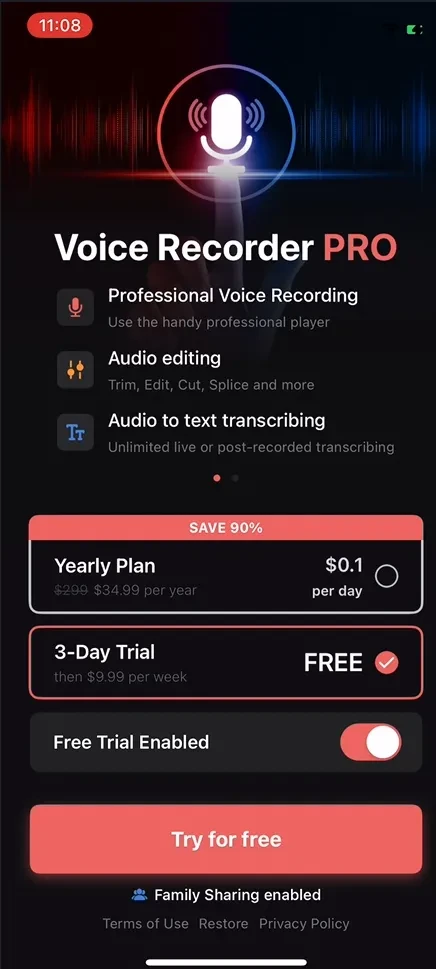 Voice Recorder－Audio Memos Арр paywall screenshot