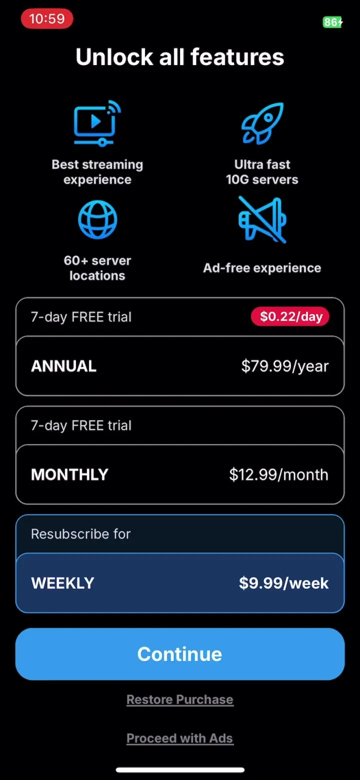 VPN - Super Unlimited Proxy paywall screenshot
